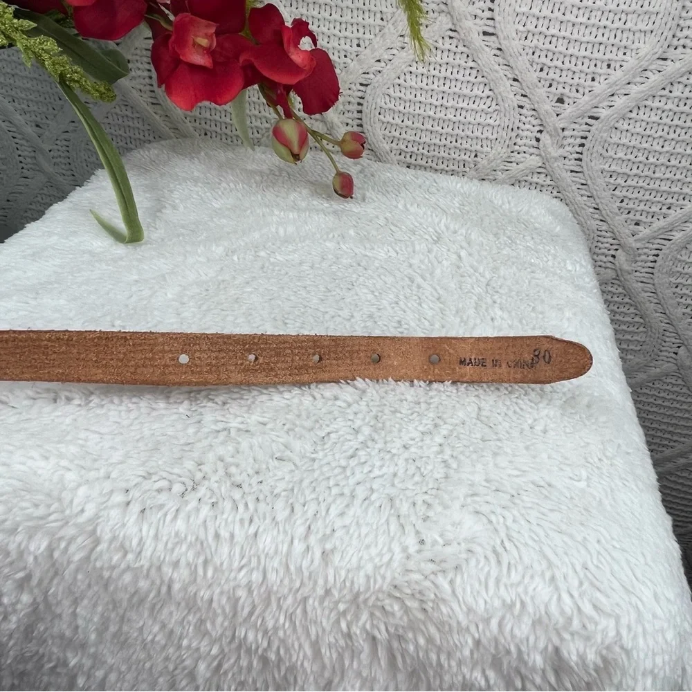 Brown Leather‎ Beaded Aztec Design Belt